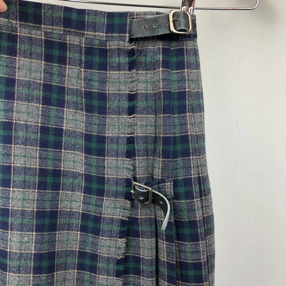 Vintage Lady Halrin Navy + Green Plaid Wool Pleated Skirt Size 10 - Picture 3 of 8